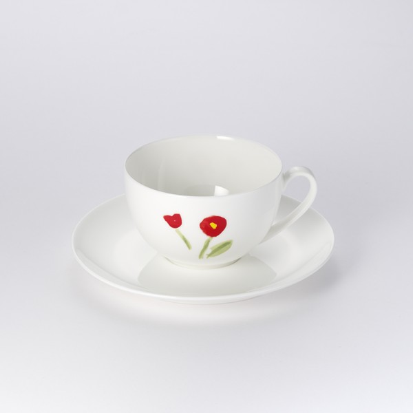 Dibbern Impression Blume rot Kaffee Obertasse rund 0,25 L